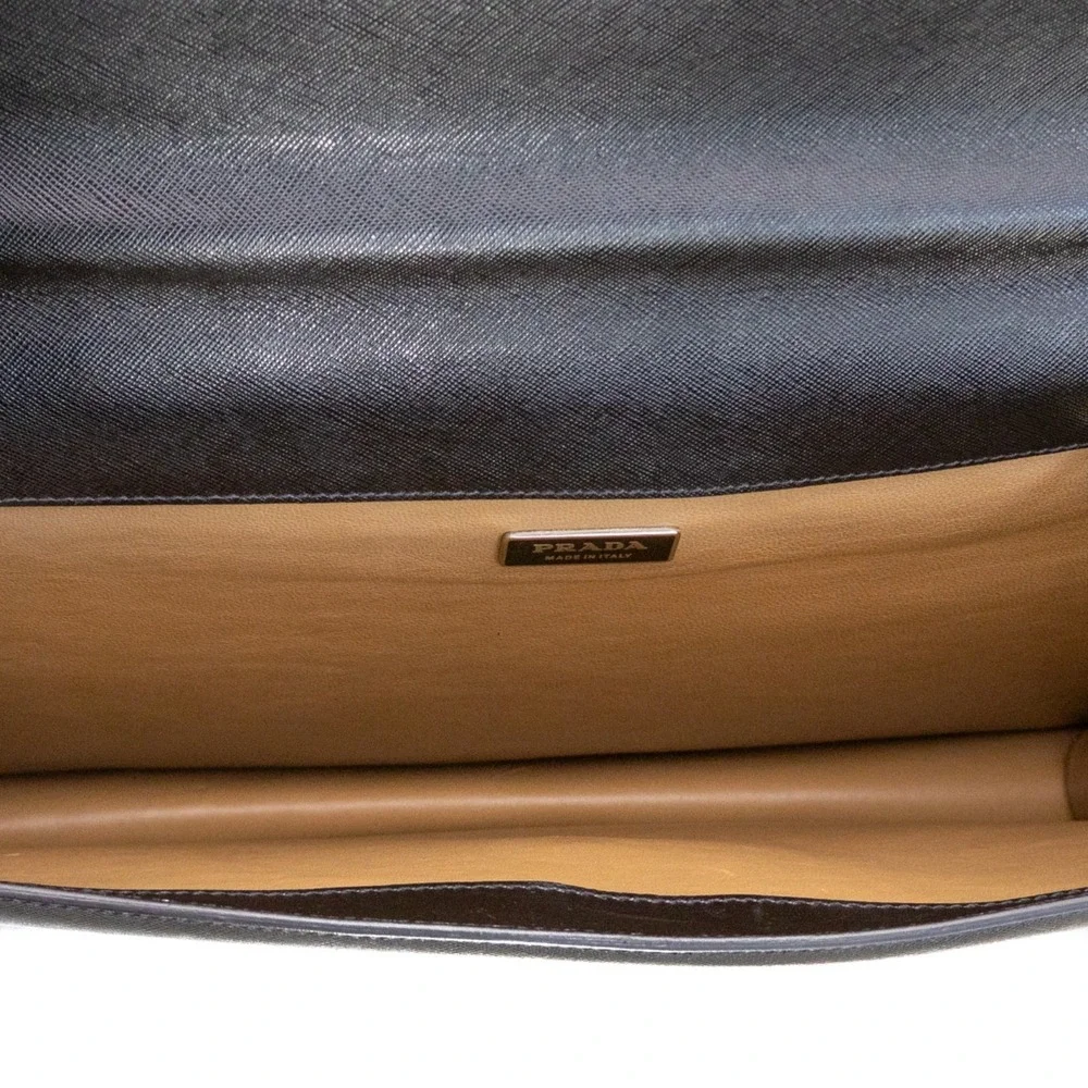 Rare‎ PRADA Saffiano Business Bag Briefcase Dial Type Leather Black Men's